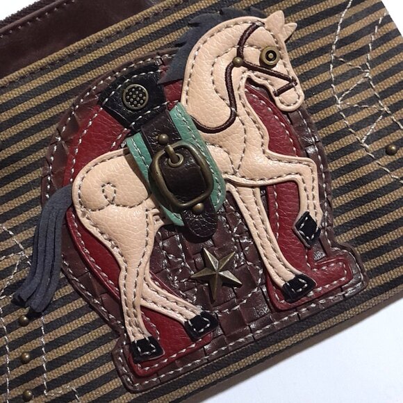 NWT Chala Mini Horse Western Canvas Faux Leather Crossbody Tote Shoulder Bag - Picture 10 of 10